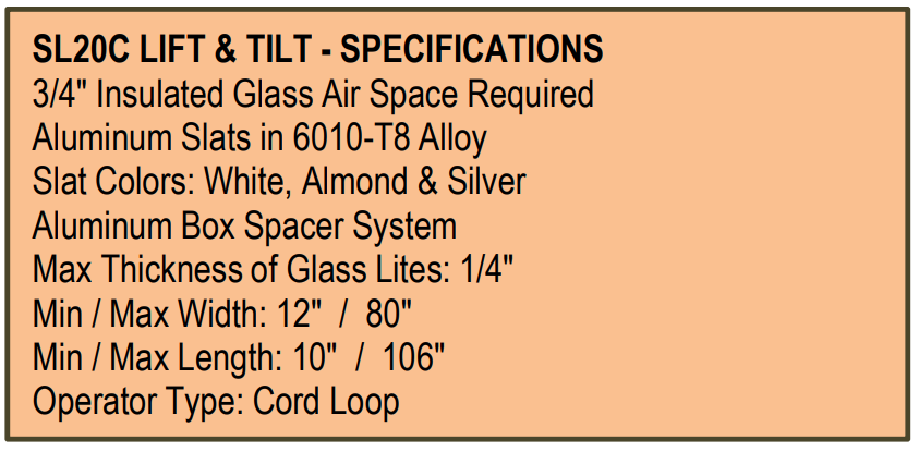 lift and Tilt specifications